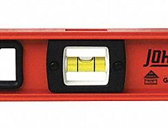 JOHNSON LEVEL I-Beam Level: Level & Plumb, I-Beam, Cushioned, Cushioned, 24 in Overall Lg, 0, 0.029° (MPN 1253-2400). Key specifications — attr934734: 1253-2400; attr934735: JOHNSON LEVEL; attr939796: Acrylic; attr983962: Aluminum; attr939959: Top & Side Read; attr939953: Removable End Caps.