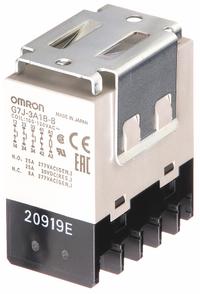 OMRON Enclosed Power Relay: Bracket Mounted, 25 A Current Rating, 100/120V AC, 3PST-NO/SPST-NC (MPN G7J-3A1B-B-W1-AC100/120). Key specifications — Brand: OMRON; Base Type: Square; Mounting Style: W-Bracket; Electrical Connection: Screw Terminal; Manufacturer Part Number: G7J-3A1B-B-W1-AC100/120; Operating Current: 25 A at 220V AC (Inductive Load NO); Series: G7J Series; Relay Bracket Type: W-Bracket (Sold with Relay).