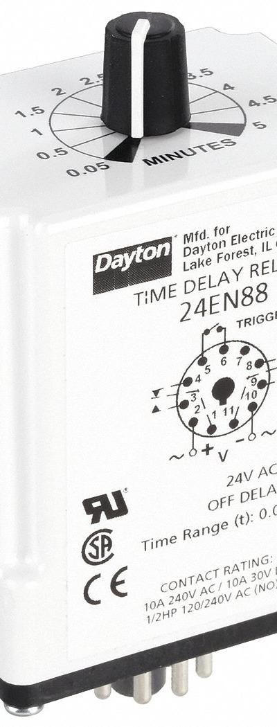 DAYTON Single Function Time Delay Relay: Socket Mounted - Socket-Mounted Relays