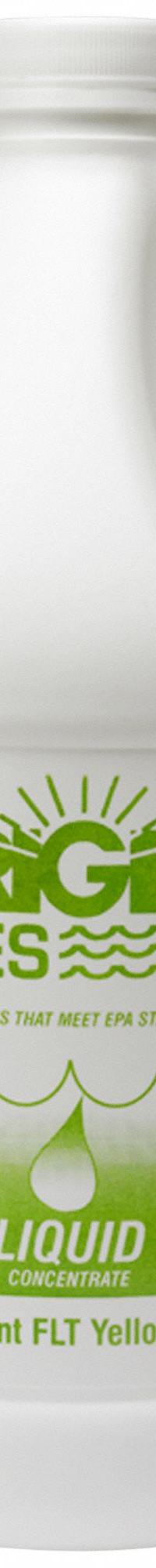BRIGHT DYES Dye Tracer Liquid: Yellow/Green, Water Tracing Dye, Immediate, 1.8 cps Viscosity (MPN 106001-01G). Key specifications — Brand: BRIGHT DYES; Dissolution Time: Immediate; Color: Green/Yellow; Dye Type: Water Tracing Dye; Coverage: 12,500 gal (Strong Visual), 125,000 gal (Light Visual); Detectability: 100 ppb.