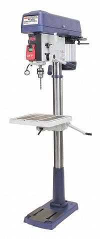DAYTON Floor Drill Press: Belt Drive, Fixed Speed, 138 RPM – 3,476 RPM, 230V AC /Three-Phase, 8 1/2 (MPN 55MJ87). Key specifications — attr22849: 138 to 3,476 RPM; attr22858: 240V AC; attr73523: Reaming; attr22856: Belt; attr73570: Three-Phase; attr22850: 8-1/2; attr22846: 1-1/2 hp; attr22840: 5 A.