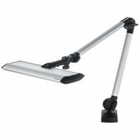 WALDMANN Task Light Double-Arm,15.7 in: LED, Plug, Articulating, 30.9 in Arm Reach, 4000K, Clamp (MPN 113735000-00809742). Key specifications — attr565483: LED; attr565453: WALDMANN; attr565455: 23 W; attr565457: Silver; attr565462: Plug; attr565488: 100 to 240V AC.