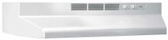 Economy Lighted Range Hood: Recirculation, 30 in Wide, White, Steel Housing, 0 sones, 2 Speeds (MPN 413001). Key specifications — Manufacturer Part Number: 413001; Nameplate Voltage: 120 V AC; Brand: BROAN; Filter Type: Charcoal; Material: Steel.