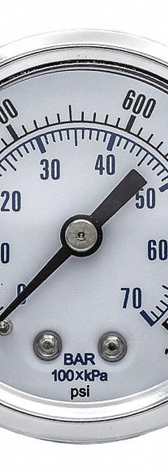 PIC GAUGES Industrial Pressure Gauge: 0 psi to 1,000 psi, 2 in Dial, 1/8 in NPT Male, Center Back (MPN 103D-208M). Key specifications — Accuracy: ±3-2-3%; Brand: PIC GAUGES; Vibration Resistance Properties: None; Gauge Wetted Parts: Brass / Copper.