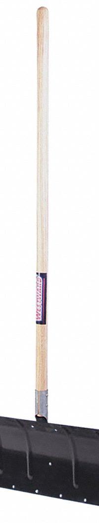 APPROVED VENDOR Snow Pusher: Aluminum, 11 in Blade Lg, 24 in Blade Wd, 16 ga Gauge, 48 in Handle Lg (MPN 6YU39). Key specifications — Brand: APPROVED VENDOR; Handle Grip: Straight.