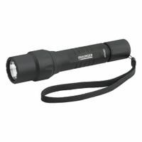 GRAINGER Flashlight: 270 lm, 1 hr Run Time at Max. Brightness, 180 m Max Beam, 3 Light Outputs, Tail (MPN 49XX83). Key specifications — Brand: GRAINGER; Battery Requirements - Broad: Requires 2 AA.