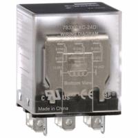 SCHNEIDER General Purpose Relay: Socket Mounted, 15 A Current Rating, 24V DC, 3PDT, E Socket (MPN 783XCXC-24D). Key specifications — Brand: SCHNEIDER; Base Type: Square; Mounting Style: Socket; Electrical Connection: Faston Terminal; Manufacturer Part Number: 783XCXC-24D; Operating Current: 15 A at 250V; Series: 783 Series.