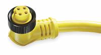Cordset: 7/8"-16 Female Right Angle x Bare Wire, 4 Pins, Yellow, PVC, 6 ft Cable Lg (MPN 104001A01F060). Key specifications — Cable Jacket Color: Yellow; NEMA Rating: 6P; Cable Jacket Material: PVC; IP Rating: IP67; Wire Size: 16 AWG; Brand: BRAD HARRISON.