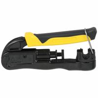 KLEIN TOOLS Dieless Crimper: For BNC/F Connectors/RCA, Mini-Coax/RG11/RG58/RG59/RG62/RG6/6Q/RG7 (MPN VDV211-063). Key specifications — attr470438: Compression Crimper; attr470441: RG59; attr470442: RCA; attr470440: Spring-Loaded; attr424247: KLEIN TOOLS.