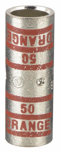 THOMAS & BETTS Open Barrel Splice: 3/0 AWG Wire Size, Orange Code, 1.75 in, Copper Barrel, 50 Die (MPN 54511). Key specifications — Die Code: 50; Brand: THOMAS & BETTS; Color Code: Orange.