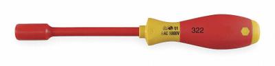 WIHA Solid Round Shank Nut Driver: Straight, SAE, Without Magnetized Tip, Std - Insulated Nut Drivers