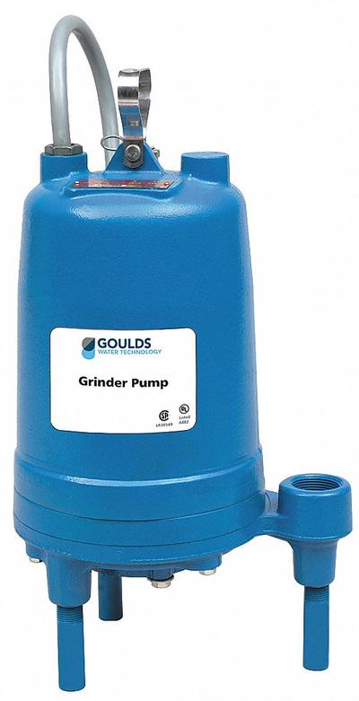 GOULDS Grinder Pump: Single Phase, 2 hp, 240V AC, 41 gpm @ 10' of Head, 1 1/4 in FNPT - General Purpose Sewage Grinder Pumps