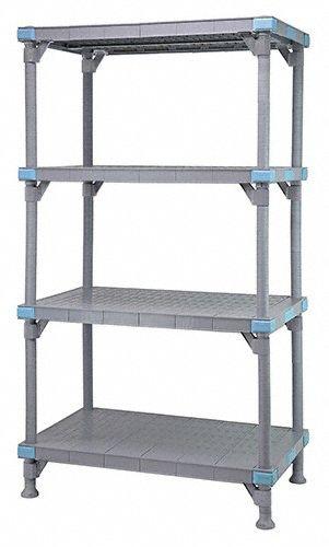 QUANTUM STORAGE SYSTEMS Shelving Unit: 48 in x 18 in - Harsh-Environment Antimicrobial Stationary Plastic Shelving