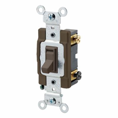 LEVITON Toggle Framed 3-Way, 20 Amp: Toggle Switch, 3-Way, Maintained, Brown, 120/277V AC - Toggle Wall Switches