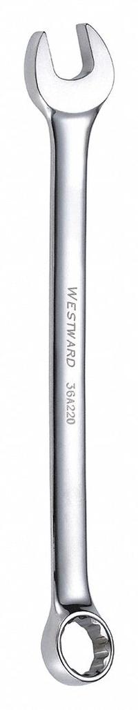 WESTWARD Combination Wrench: Alloy Steel, Chrome, 1 1/8 in Head Size, 15 3/4 in Overall Lg, Offset (MPN 36A220). Key specifications — attr309539: 1-1/8 in; attr309567: No; attr324930: WESTWARD.