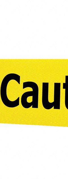TENSABARRIER Retractable Belt Barrier: Fixed Mounting Plate, 7 1/2 ft Belt Lg, Caution Messaging (MPN 896-STD-33-STD-NO-YAX-C). Key specifications — Message Color: Black; Frame Color: Black; Brand: TENSABARRIER; Belt Color: Yellow.