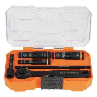 KLEIN TOOLS: 1/4 in, 3/8 in Drive Size, Small Set (0-50 pieces) Set Size - Flip Socket Sets