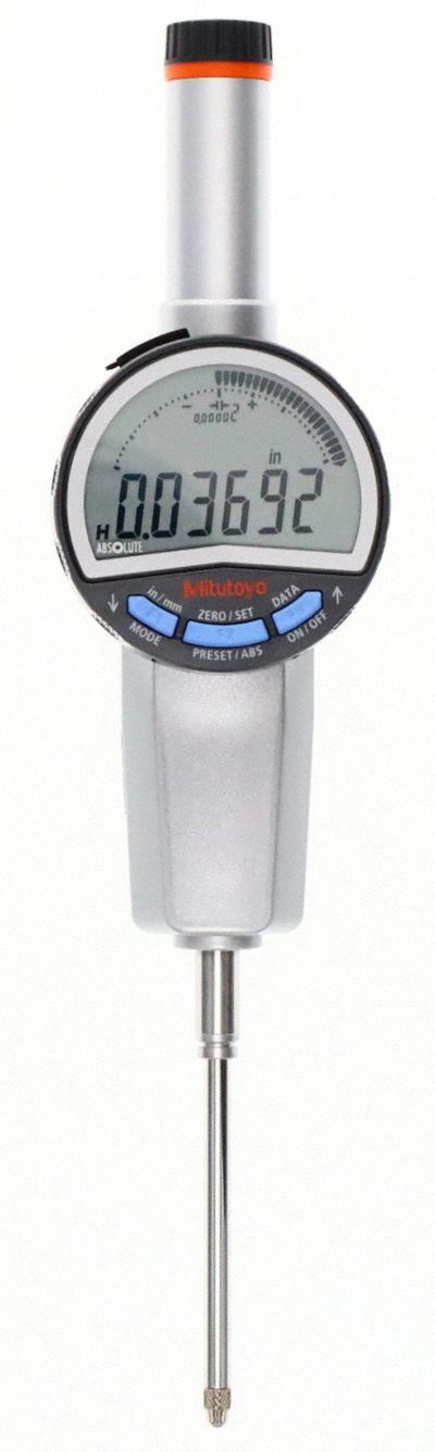 MITUTOYO Calibrated Indicator: 0 in to 2 in /0 in to 50.8 mm - Digital Indicators with Removable Flat Back
