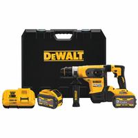 DEWALT Cordless Rotary Hammer: D-Handle, 60V DC, SDS-Plus, 1 in max, 9.0 Ah, 3.3 ft-lb, 4,200 bpm (MPN DCH416X2). Key specifications — attr113858: 60V DC; attr113796: DEWALT; attr113808: 0 bpm to 4,200 bpm; attr113803: Yes; attr113838: Hammer and Rotate; attr113809: Yes; attr113815: (2) Batteries.