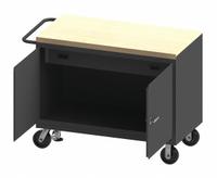 DURHAM MFG Mobile Cabinet Workbench: 48 in x 24 in, Butcher Block, 3,600 lb Overall Load Capacity (MPN 3413-MT-FL-95). Key specifications — Included Components: Handle on Side; Assembly: Fully Assembled; Brand: DURHAM MFG.