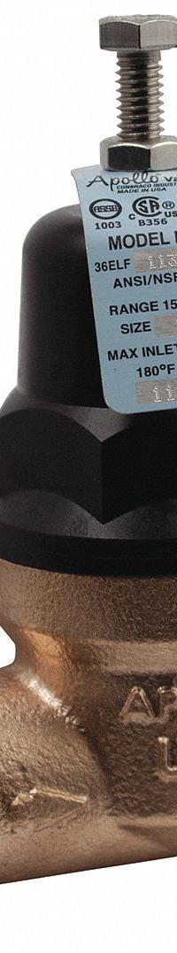 APOLLO Water Pressure Reducing Valve: NPT x NPT, 3/4 in Pipe Size, Bronze, 15 psig to 75 psig (MPN 36ELF10401T). Key specifications — Brand: APOLLO; Low-Lead Compliance: Low-Lead Compliant.