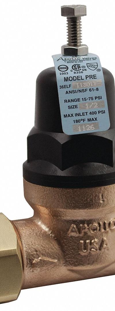 APOLLO Water Pressure Reducing Valve: NPT x NPT - High Capacity Water Pressure Regulators