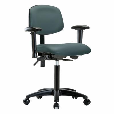 APPROVED VENDOR Ergonomic Chair: Vinyl, Arms Included, Ht Range 21 in to 28 1/4 in, 18 1/2 in Seat Wd - Vinyl Lab Chairs