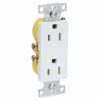 HUBBELL Receptacle: Decorator Duplex, 5-15, White, 125V AC, 15 A, 2 Pole / 3 Wire (MPN RRD15W)