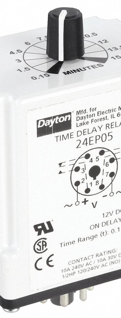 DAYTON Single Function Time Delay Relay: Socket Mounted - Socket-Mounted Relays
