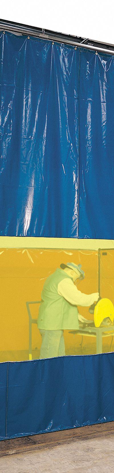 STEINER Curved Welding Curtain Wall: Vinyl-Laminated Polyester, 10 ft Ht, 4 ft Wd - Tinted Transparent Curtain Wall Partition Systems