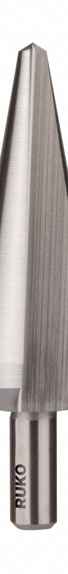RUKO TOOLS Tube and Sheet Drill: 5 mm to 22.5 mm, HSS, 3-Flats Shank (MPN 101022). Key specifications — attr1234936: Not Impact Rated; attr1234951: 5 mm to 22.5 mm.