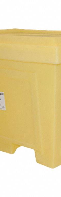 ENPAC Storage Tote: 16.58 cu ft, 45 in x 35 1/2 in x 30 3/8 in, Lid Included, 2-Way Entry, Yellow (MPN 1505-YE). Key specifications — Brand: ENPAC; Stackable: Stacking Capable; Shape: Rectangular; Fork Entry: 2-Way Entry; Container Wall Type: Solid; Mobility: Stationary; Fork Pockets: Fork Pockets Included; Includes Lid: Lid Included.