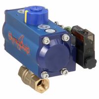 DYNAQUIP CONTROLS Pneumatically Actuated Two-Way Ball Valve: 1/2 in Size, Brass, FNPT x FNPT (MPN PHH23ATSR05210A). Key specifications — Brand: DYNAQUIP CONTROLS; Pilot Solenoid Voltage: 115V AC.