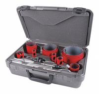 MORSE Hole Saw Kit: 16 Pieces, 1 15/16 in Max. Cutting Dp, Bi-Metal, 5/6 Teeth per Inch (MPN MHS16P). Key specifications — attr1098178: 5/6; attr1098172: MORSE.