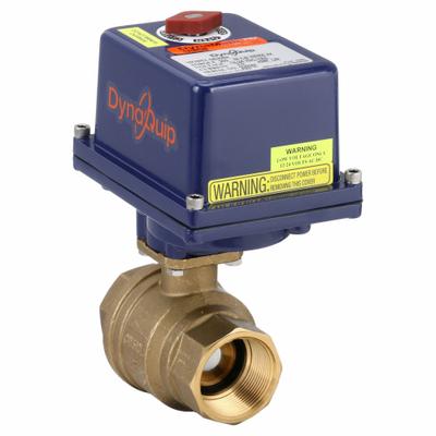 DYNAQUIP CONTROLS Electrically Actuated Two-Way Ball Valve: 1 1/2 in, Brass - Brass Electrically-Actuated Ball Valves