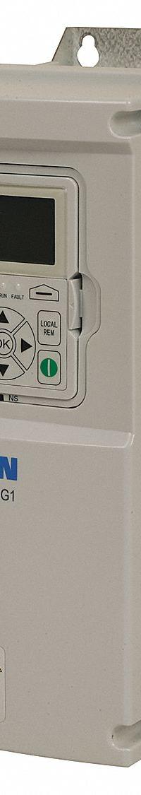 EATON Variable Frequency Drive: In Phase Three, Out Phase Three, 1 1/2 hp, IP21, No Bypass, White (MPN DG1-326D6FB-C21C). Key specifications — Style: Industrial High Performance; Color: White; Output Phase: Three.