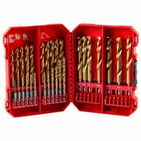 MILWAUKEE Hex Shank Drill Set: 29 Pc, 1/16" to 1/2", 135° Split Point, TiN-Coated HSS (MPN 48-89-4672). Key specifications — attr1239143: Impact Rated.