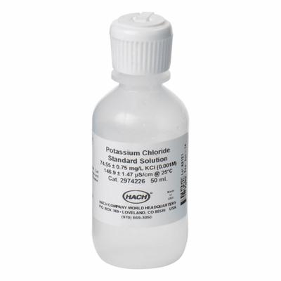 HACH Conductivity Standard Solution: 50 mL Volume, Liquid, 146.9 µS/cm, Bottle - Conductivity Standards