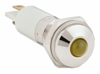 APPROVED VENDOR Raised Panel Light: 10 mm Panel Mounting Hole Dia, LED, Yellow, Raised Head - LED Indicator Pilot Lights