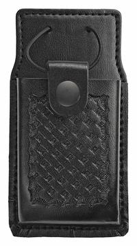 HEROS PRIDE Radio Pouch: Black, Leather, Basket Weave, 6 1/2 in x 2 1/2 in, Snap Closure (MPN 1440BWB). Key specifications — attr188437: Black; attr188438: Leather; attr188431: Radio and Phone Pouch.
