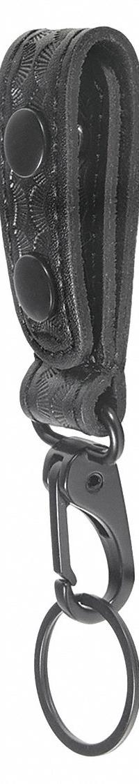 HEROS PRIDE Key Holder: Black, Leather, Basket Weave, 6 1/4 in x 29 mm, Snap Closure (MPN 1487WB). Key specifications — attr188437: Black; attr188438: Leather; attr188431: Key Pouch.