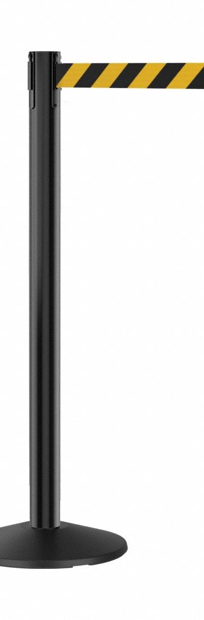 RETRACTA-BELT Barrier Post with Belt: Black/Yellow - Pattern Retractable Belt Post Barriers