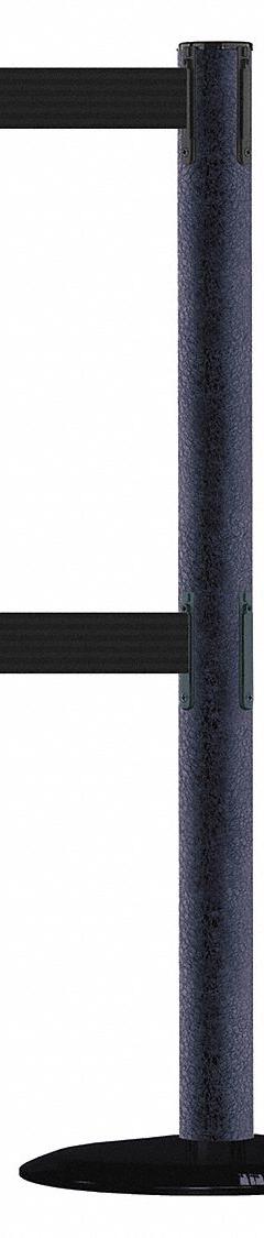 TENSABARRIER Barrier Post with Belt: Black, No Pattern, No Legend, 7 1/2 ft Belt Lg, Black (MPN 889T2B-33-89-STD-NO-B9X-C). Key specifications — Base Material: Cast Iron; Belt Color: Black; Brand: TENSABARRIER; Post Material: Metal Alloy; Post Color: Black; Message: No Legend.