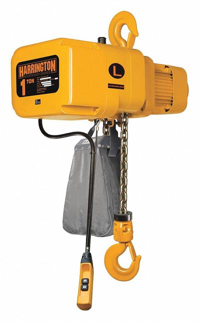 HARRINGTON Electric Chain Hoist: H4 - Heavy Duty, 230/460V AC, Hook Mounted - No Trolley - Extended-Use Electric Hoists