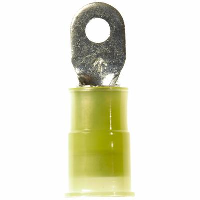 3M Ring Terminal: Yellow, Nylon Insulation, #4 Stud Size, 12 AWG to 10 AWG Wire Sizes - Insulated Ring Terminals