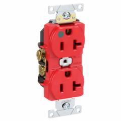 LEVITON Receptacle: Hospital Grade Fed. Spec., Duplex, 5-20R, Red, 125V AC, 20 A, 2 Pole / 3 Wire (MPN 8300-IGR)