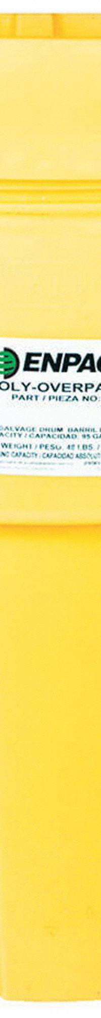 ENPAC Salvage Drum: Polyethylene, 65 gal, Screw-On Lid, Unlined/No Interior Coating, Salvage Drum (MPN 1065-YE). Key specifications — Drum Material: Polyethylene; Drum Head Type: Open Head; UN Rating Solids: UN 1H2/X200/S; UN Rating Liquids: Not Rated; Interior Lining: Unlined/No Interior Coating; Drum Message Text: Salvage Drum; Closing Ring Material: HDPE; For Holding: Drums.