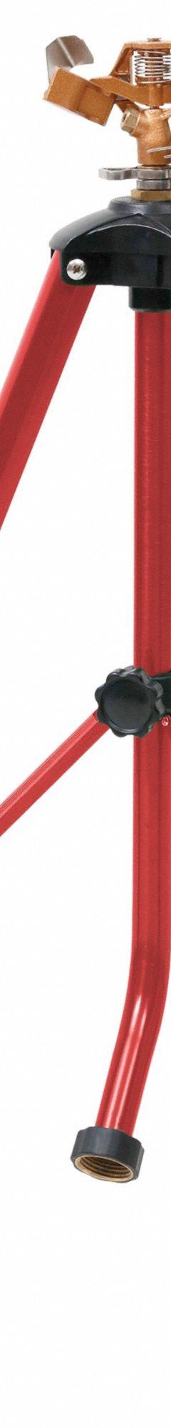 CHAPIN Chapin Tripod Sprinkler: Tripod, Adj Circle, Tripod Impact Sprinkler, 70 ft dia, 3/4" GHT (MPN 4996). Key specifications — Spray Pattern: Adjustable Circle; Head Material: Brass; Base Material: Aluminum; Spray Coverage: 70 ft dia.