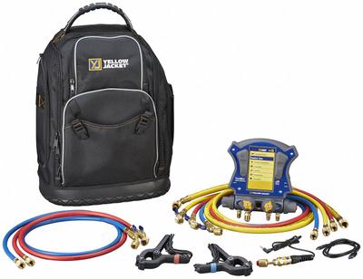 YELLOW JACKET Manifold Gauge: 4 Valves, 6 Hoses, Series TITANMAX, YJACK VIEW - Digital Wireless Manifold Gauge Kits