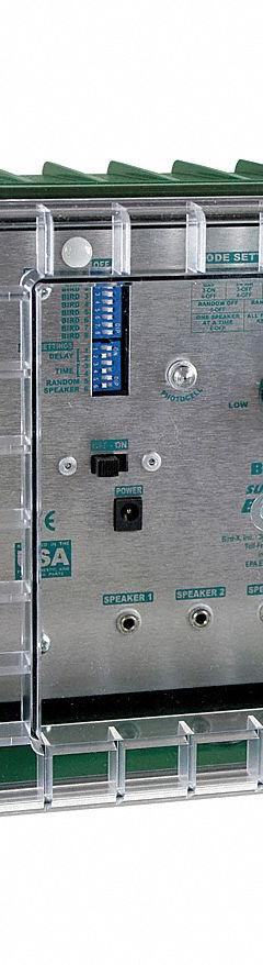 BIRD-X Electronic Bird Repeller: 6 acre Coverage Area, Wall Mount, Electric, 110 dB Max Volume (MPN SBXP-Pro 2). Key specifications — Manufacturer Part Number: SBXP-Pro 2; Brand: BIRD-X; Mounting Type: Wall Mount; Power Source: Electric; Targeted Animals: Ravens; Voltage: 110 V AC.